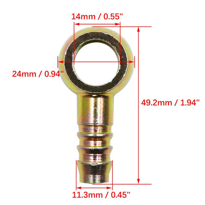 10mm ID Hose Barb 14mm Banjo Fitting Fuel Line Adapter for 2 x Motorcycle Car