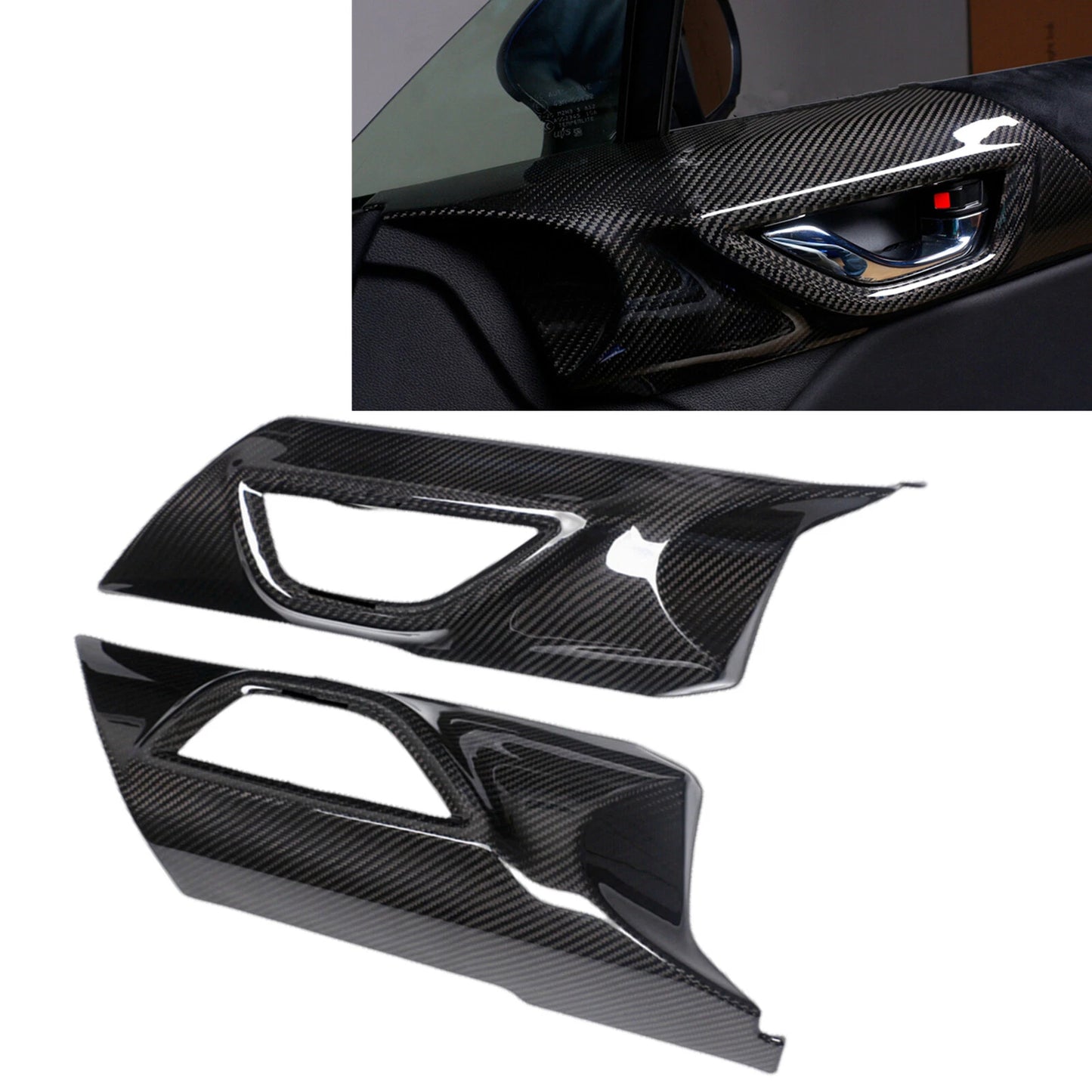 Gloss Carbon Fiber Inner Door Lock Panel Cover for SUBARU BRZ, TOYOTA GR86 (22-24)