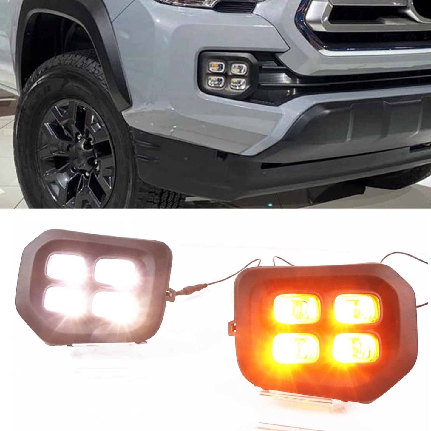 Front Fog Light for Toyota Tacoma 2016-2023 2 x Amber Daytime Running Lamp