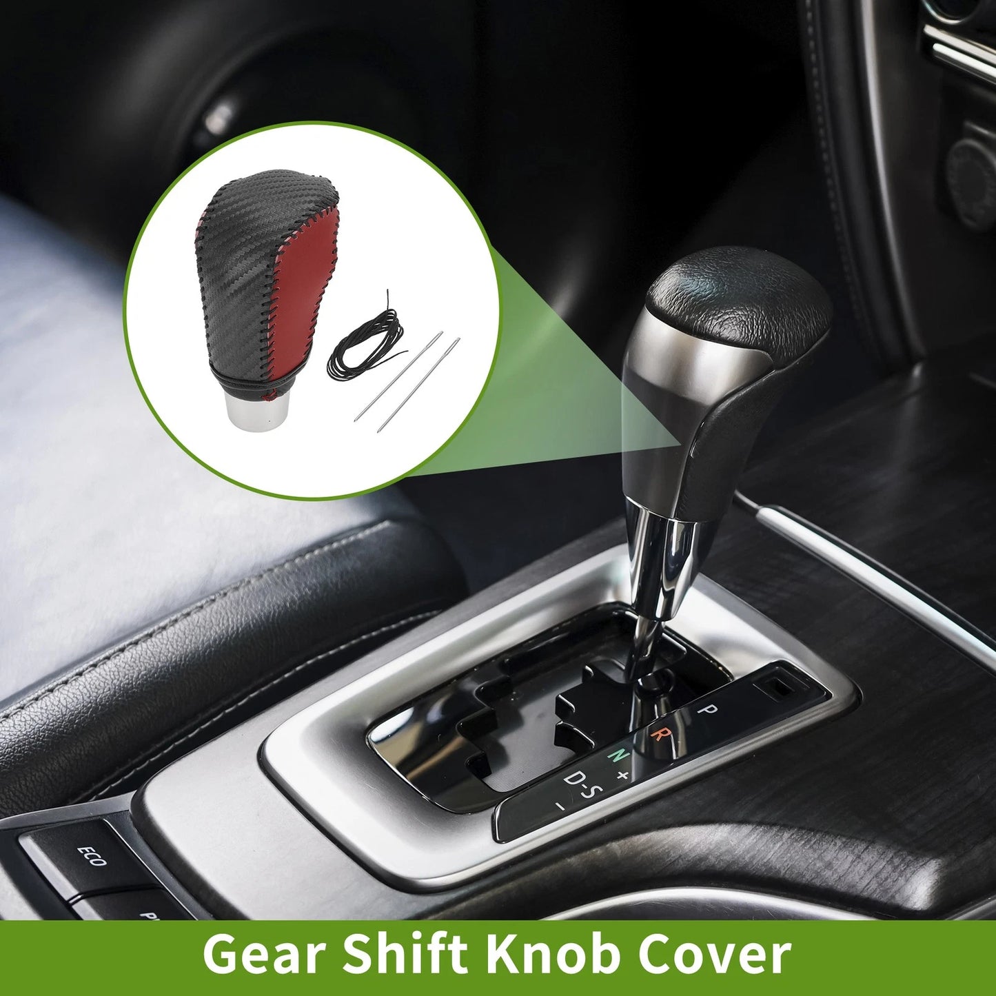 Car Gear Shift Knob Cover 1 Pcs for Honda Civic (2016-2021) Black Carbon Fiber