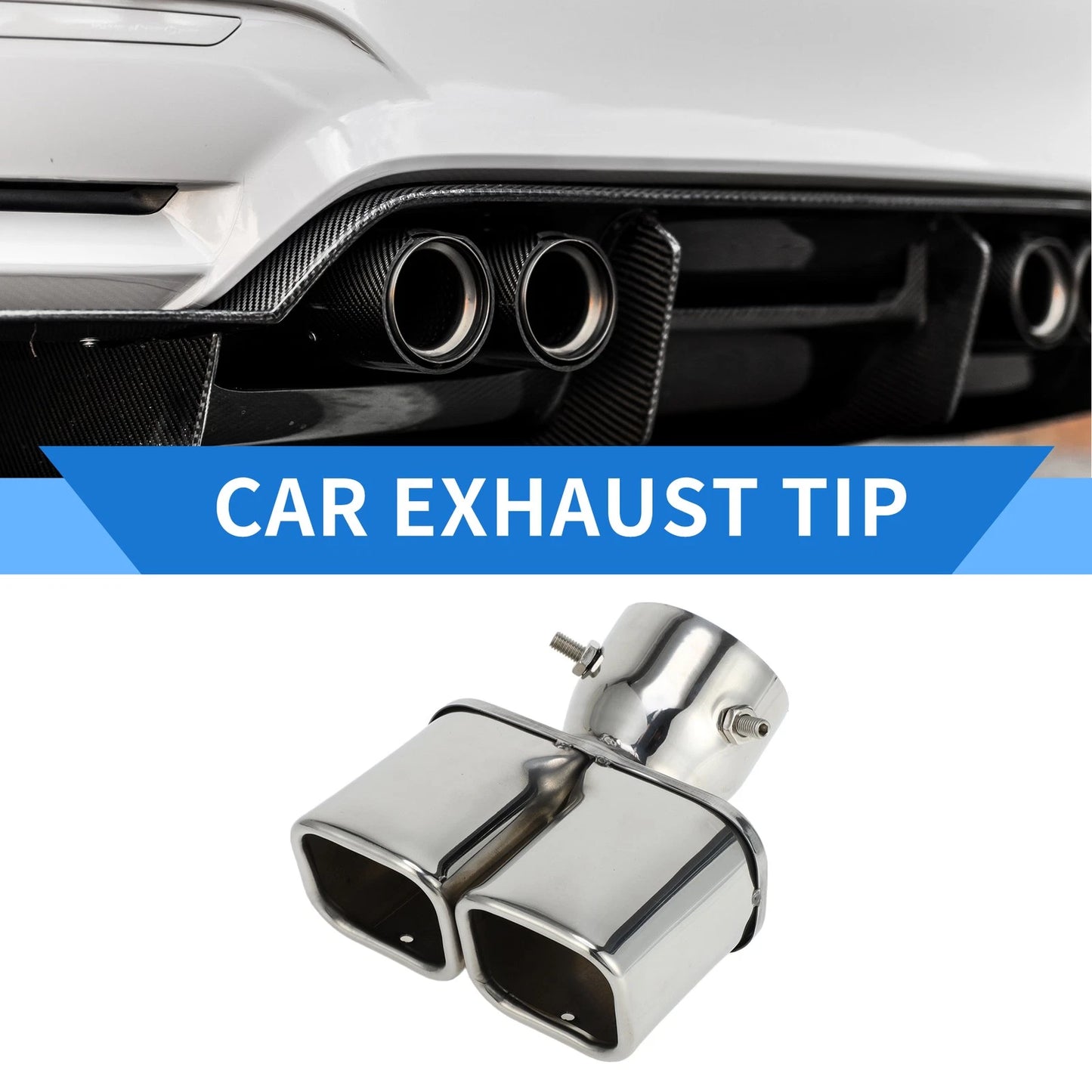 Exhaust Tip / Square Curved Slant Cut Dual / for Toyota Prado GDJ/TRJ150
