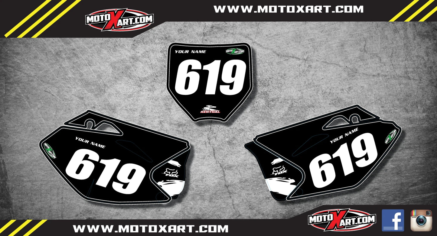 Custom Number Plate Kit/Decals for Kawasaki KXF 450 (2006-2008)