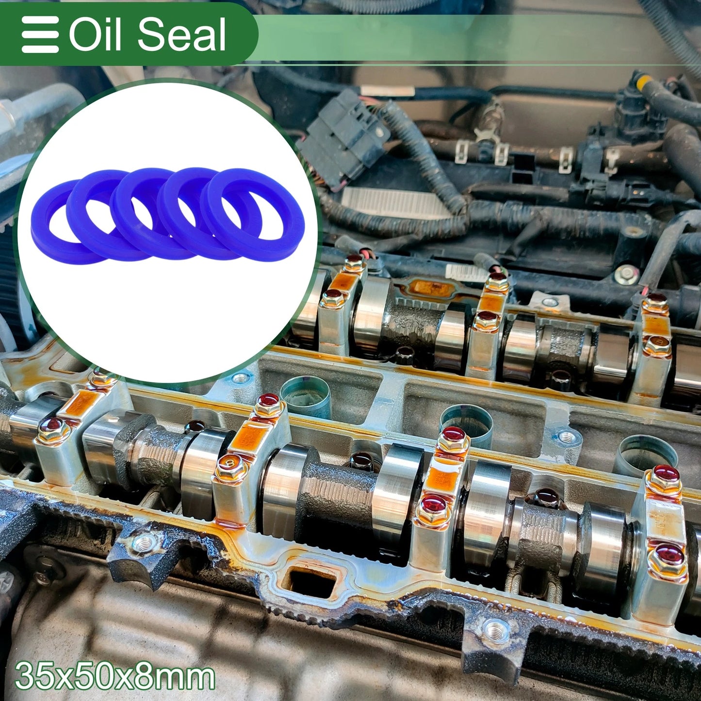 Oil Seal 35x50x8mm TPU High Pressure Blue 5 Pcs