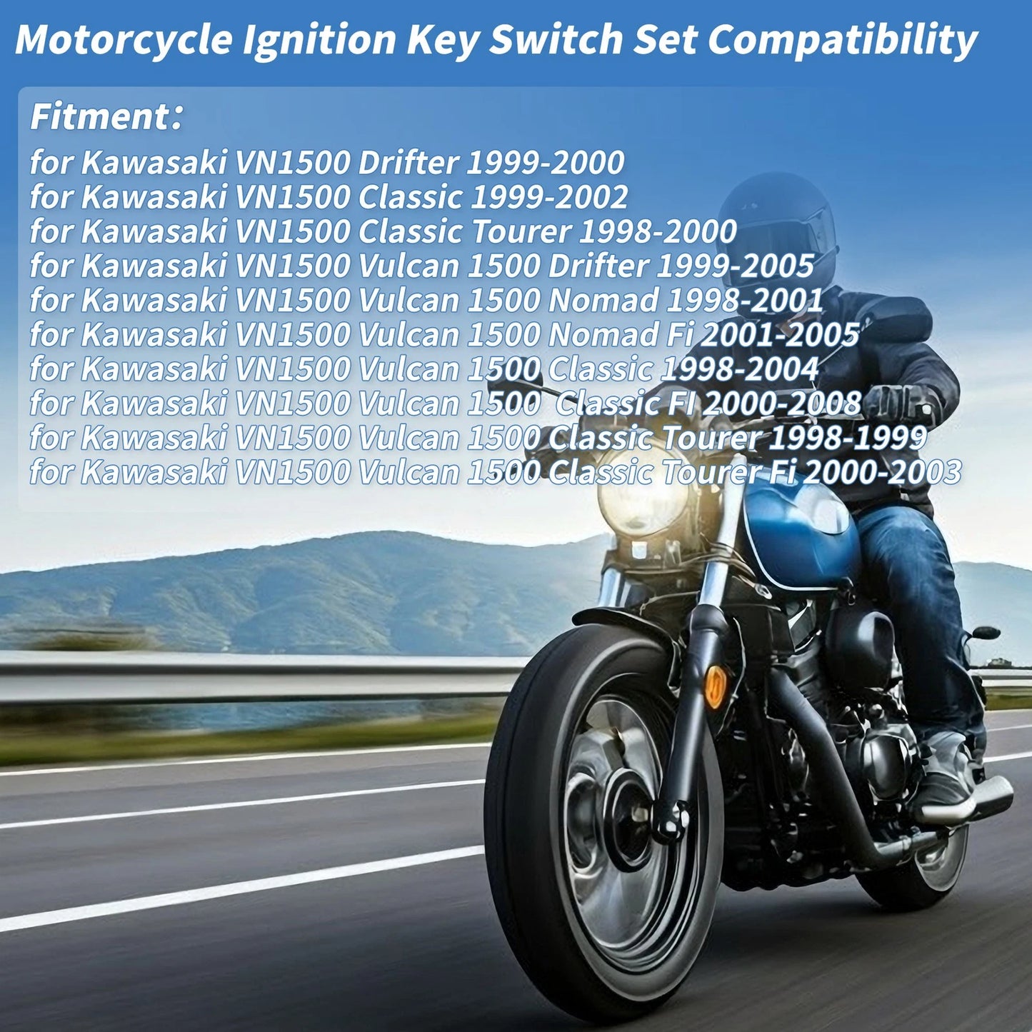 Ignition Key Switch 1 Set for Kawasaki VN1500 Drifter (1999–2000)