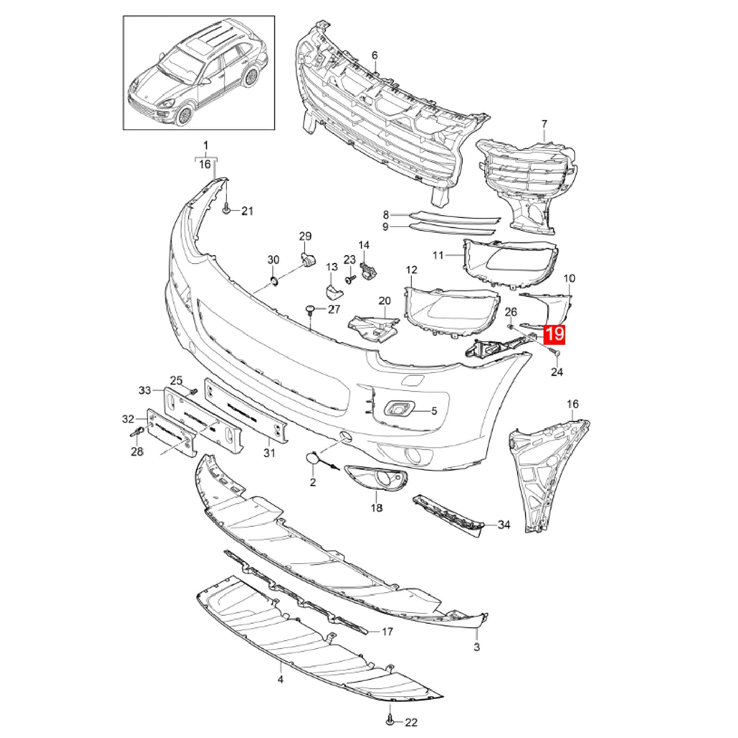 Front Bumper Upper Clip Bracket for Porsche Cayenne (2011–2018)
