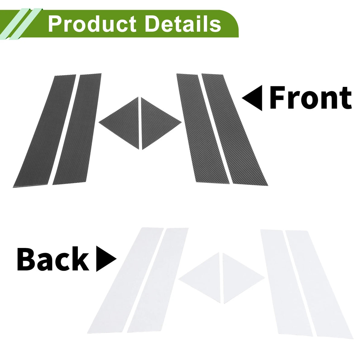 6pcs Door Pillar Window Trim for Chrysler 300C (2005-2010) CarbonFiber Black