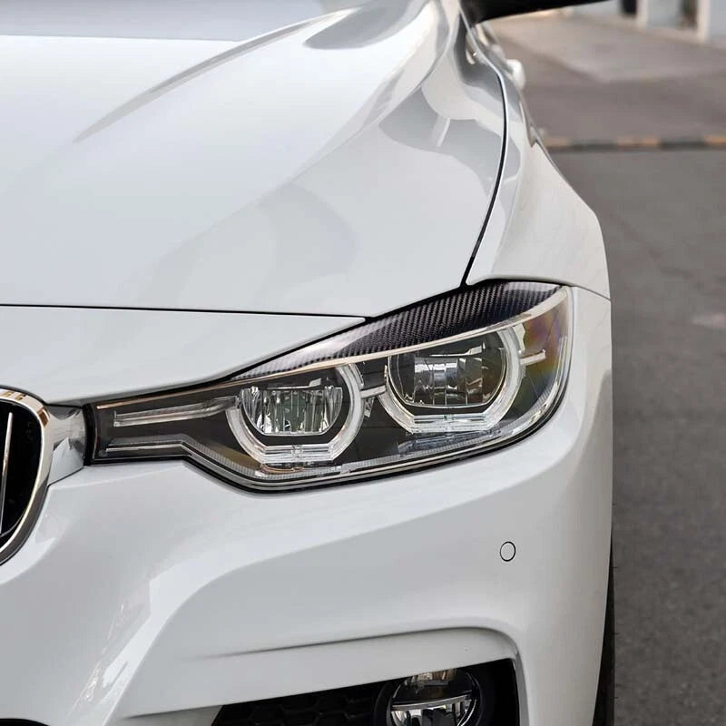 Dry Carbon Fiber Sportmind Headlight Eyebrow Eyelid Fit For BMW F30 F34 Series 3
