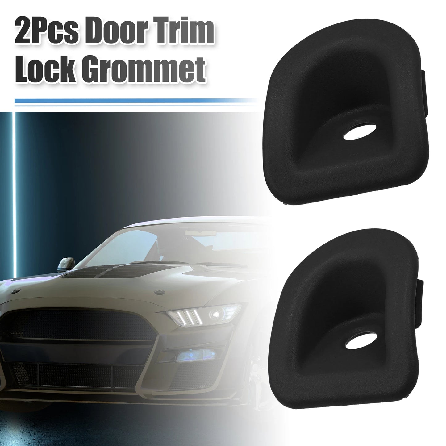 Door Panel Trim Lock Knob Grommet for Ford (2007-2014) - 1 Pair, Black Plastic
