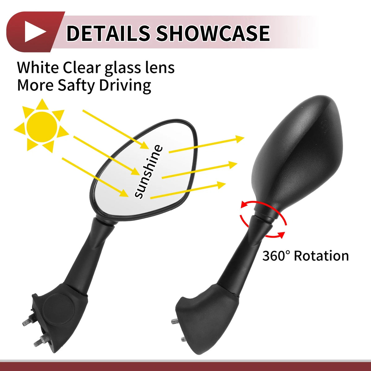 Motorcycle Rear View Mirrors for BMW S 1000RR 2010-2018 - Black Aluminum