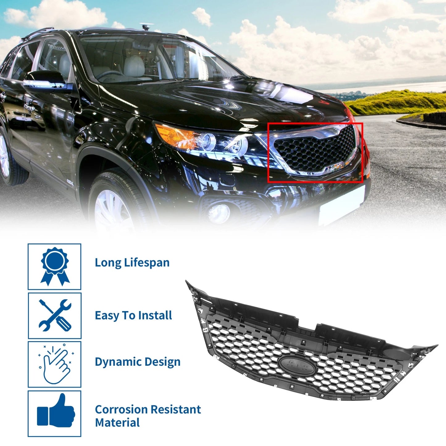 Front Hood Bumper Grille for Kia Sorento (2011-2013)