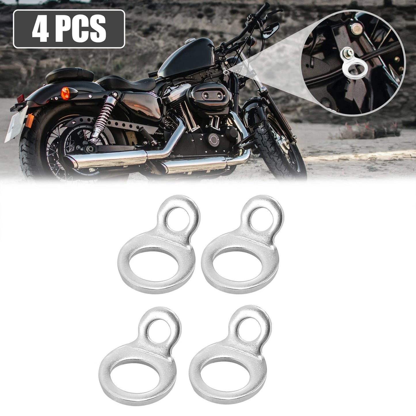 4 x Stainless Steel Tie Down Anchor Hooks for Motorcycles