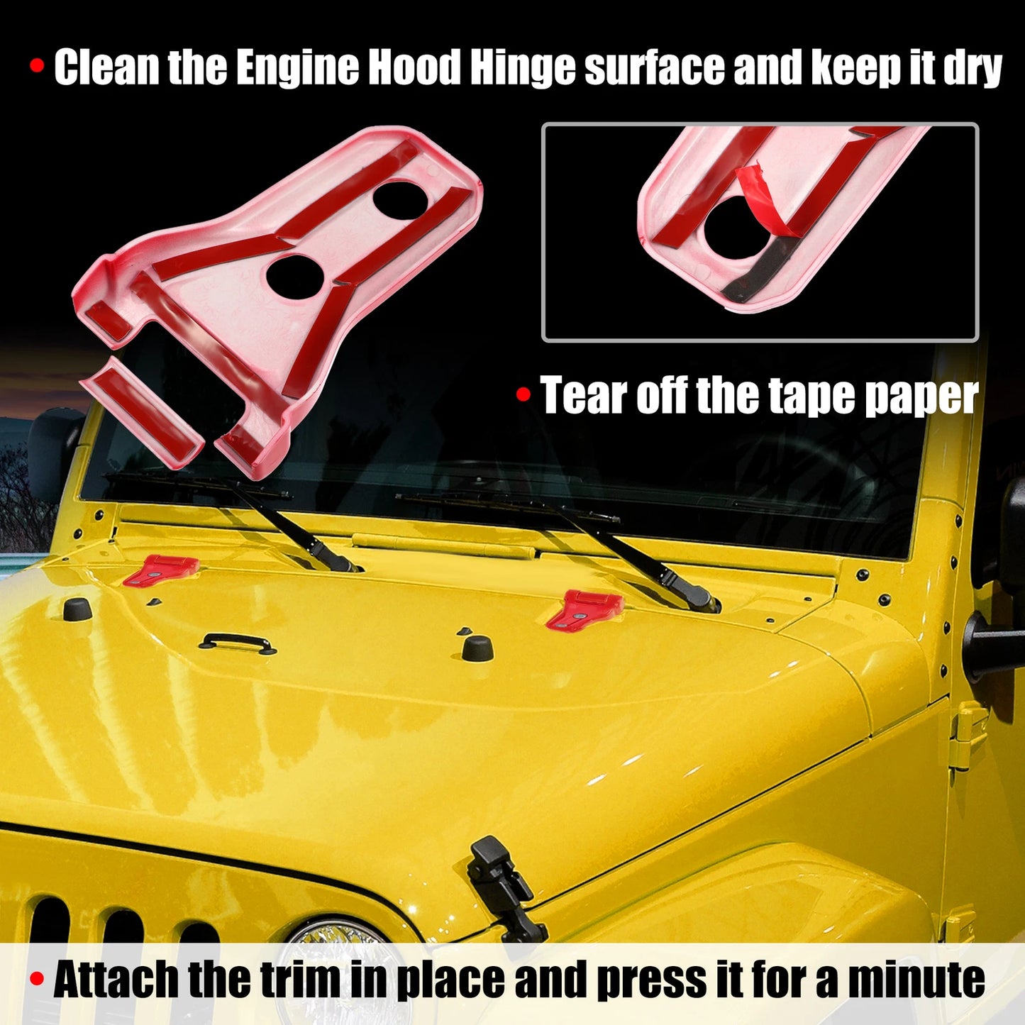 Engine Hood Hinge Trim Covers for Jeep Wrangler JL JLU (2018-2021) Red
