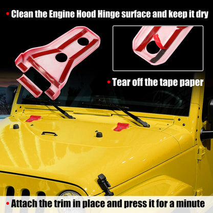 Engine Hood Hinge Trim Covers for Jeep Wrangler JL JLU (2018-2021) Red