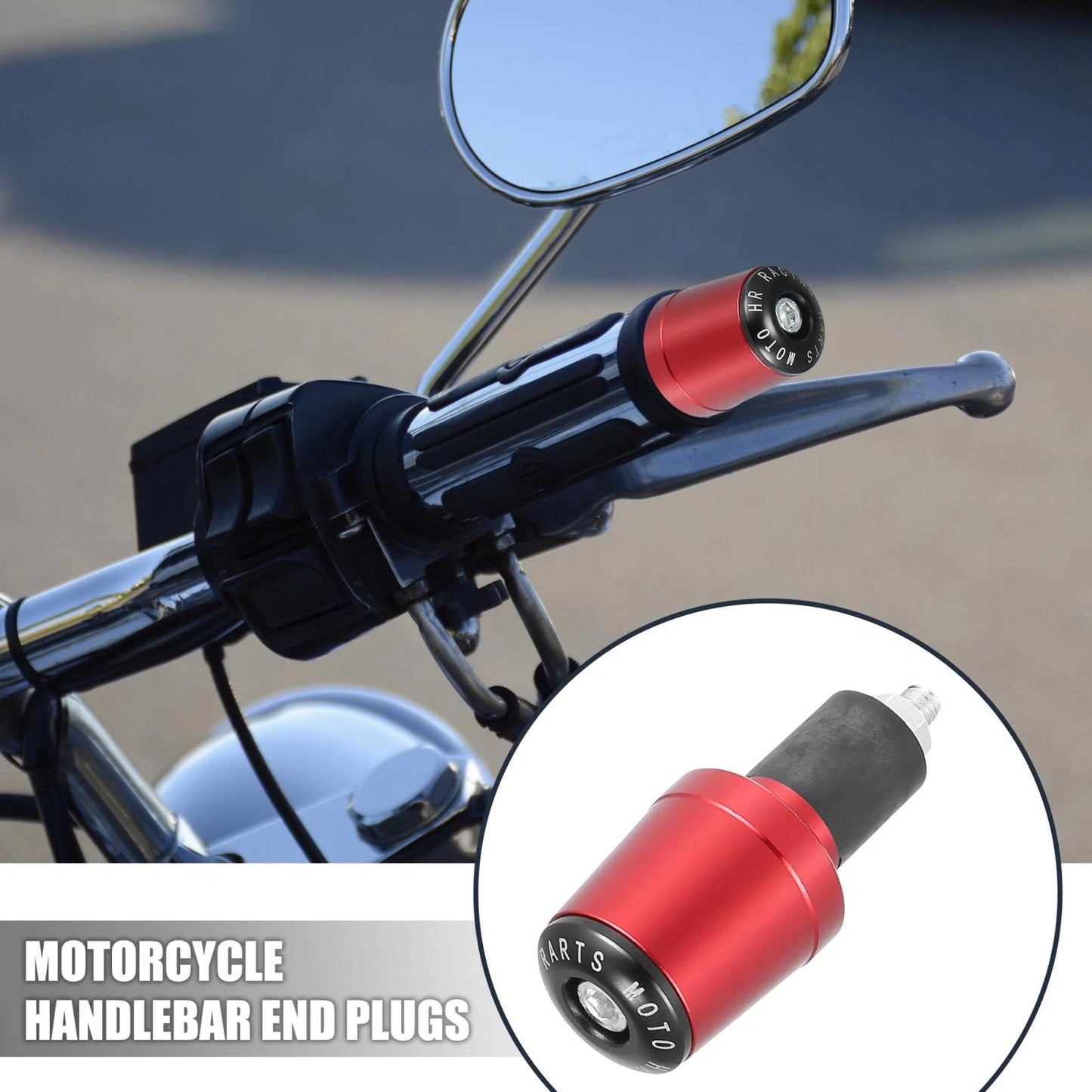 Handlebar Plugs 7/8" 22mm Red CNC Aluminum Alloy for Motorcycle