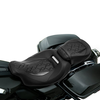 Black Two-Up Gel Seat for Harley Touring Road Glide (2009-2023)