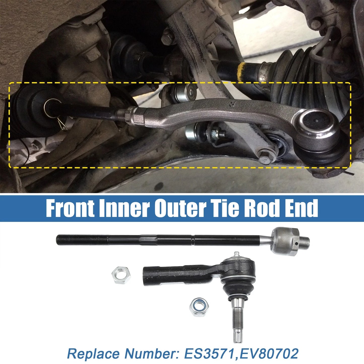 4 x Front Inner Outer Tie Rod End Links for Dodge Challenger Charger