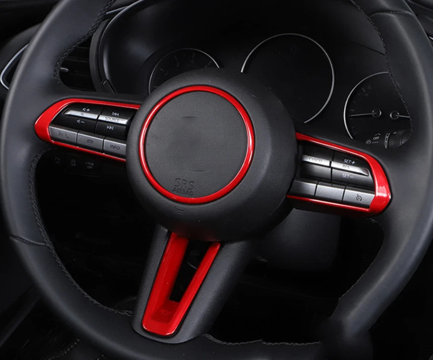 4 x ABS Red Steering Wheel Button Frame Cover Trim for Mazda CX-50 (2023–2025)