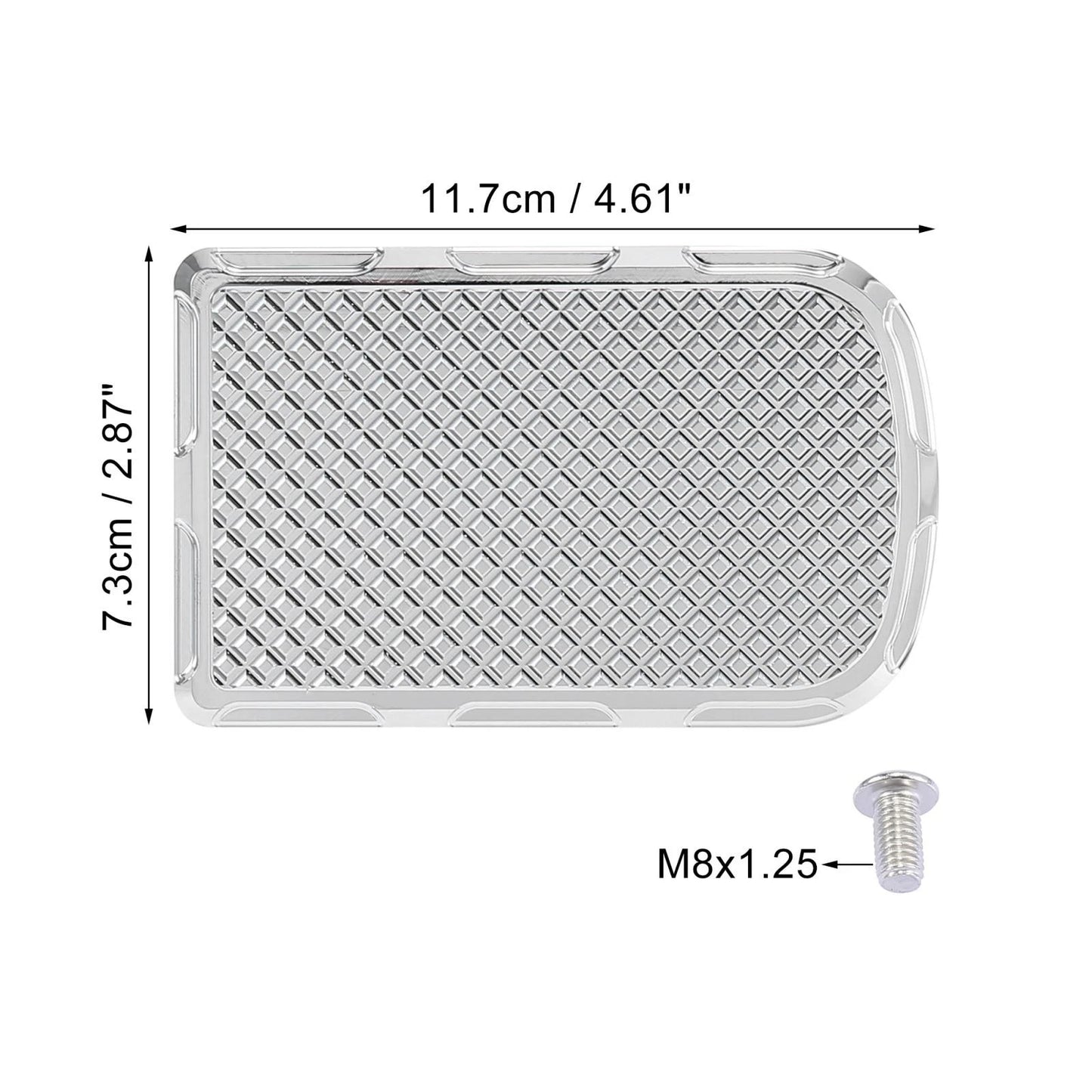 Rear Brake Pedal Step Plate Silver Tone for Harley