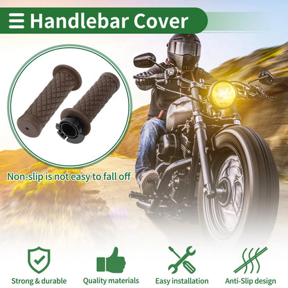 7/8 22mm Hand Grips Cover Kit TPU Dark Brown for Motorcycle