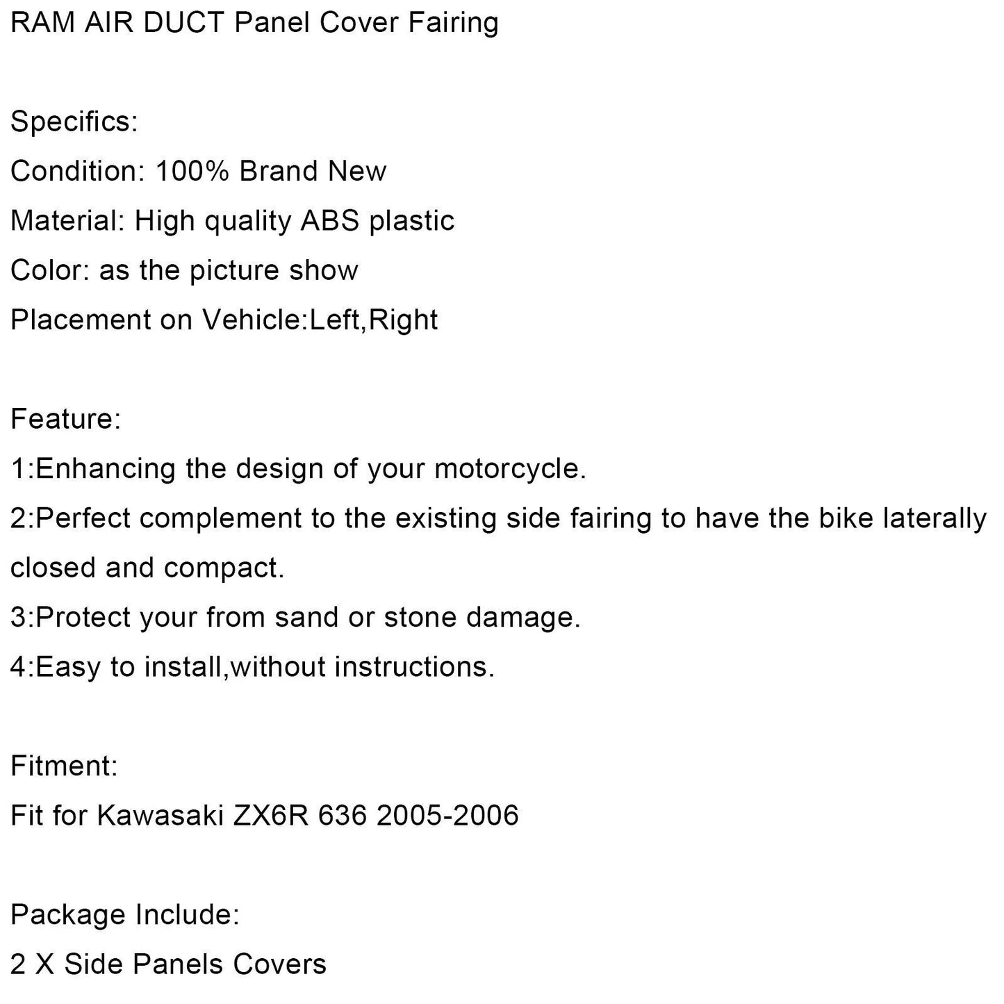 RAM AIR DUCT Cover for Kawasaki ZX6 ZX6R (2000-2002)