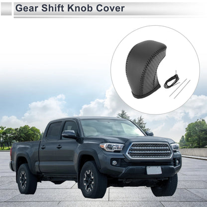 Gear Shift Knob Cover Black Carbon Fiber for Toyota Tacoma (2016–2022)