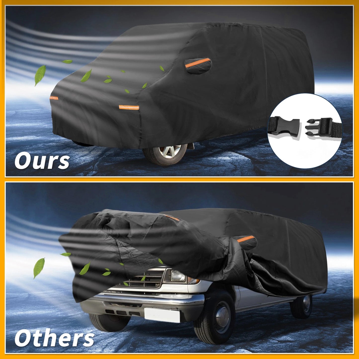 All Weather Car Cover for Ford E-Series (190T-PU, Black)
