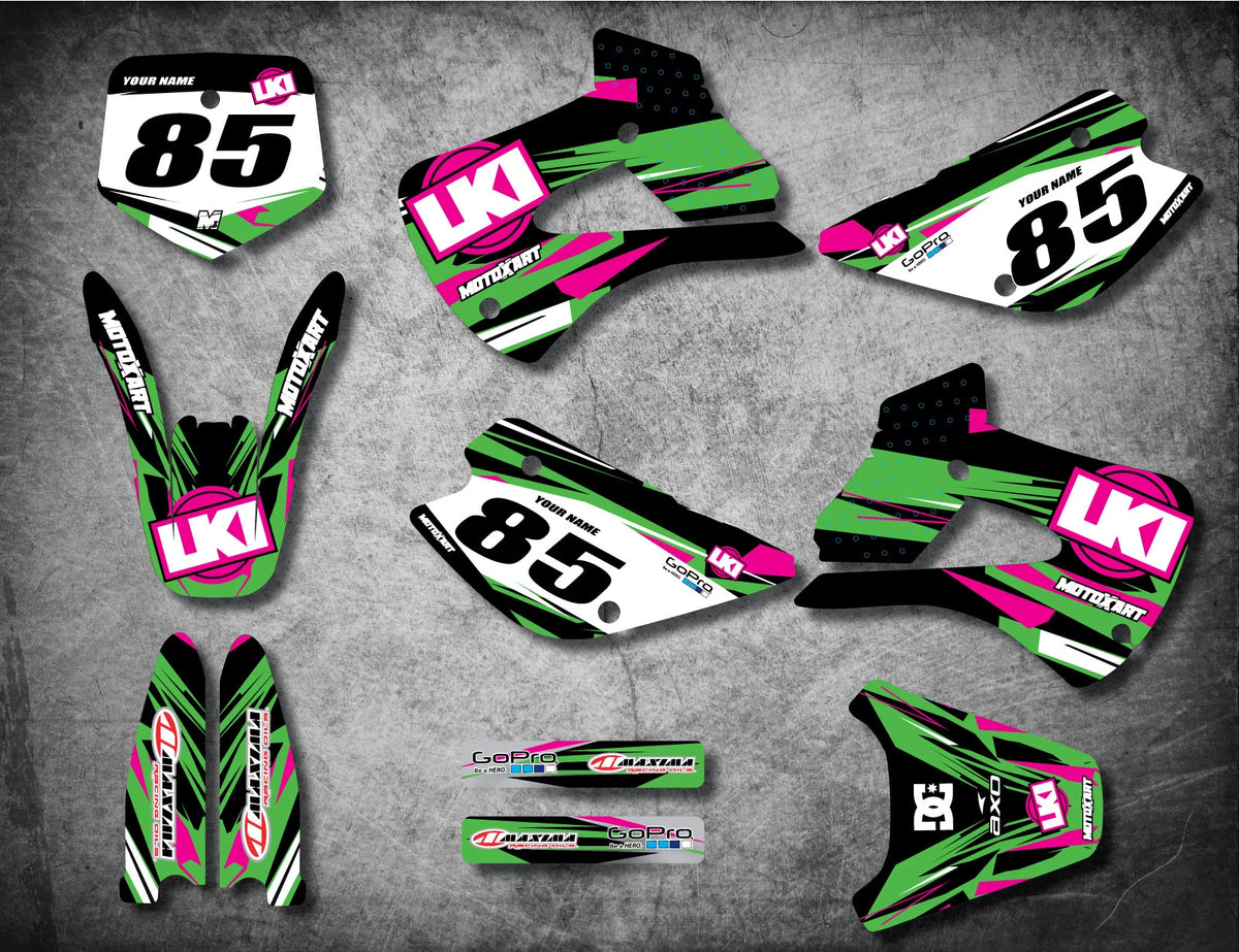 Custom Graphic Kit for Kawasaki KX 100 DUKE STYLE Decals Stickers (1998-2013)