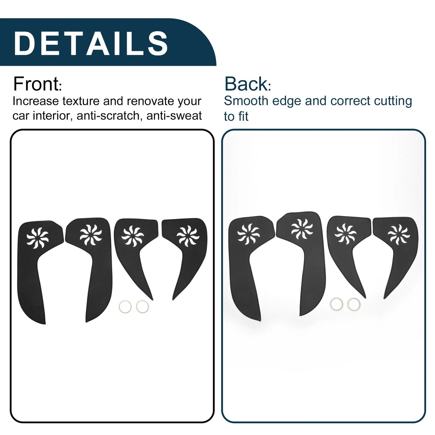 Car Door Anti Kick Pad Sticker Protector for Jeep Cherokee (2016) - Black Set