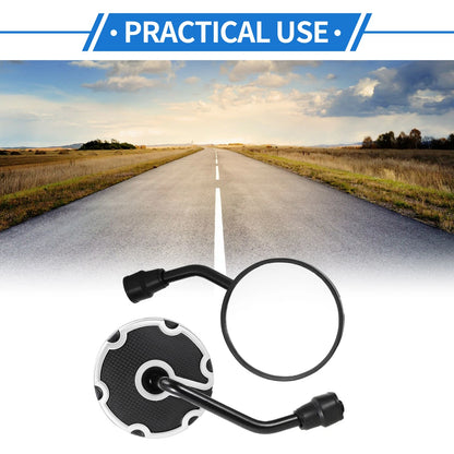 M10 Motorcycle Rear View Mirrors Round Handlebar White & Black Iron