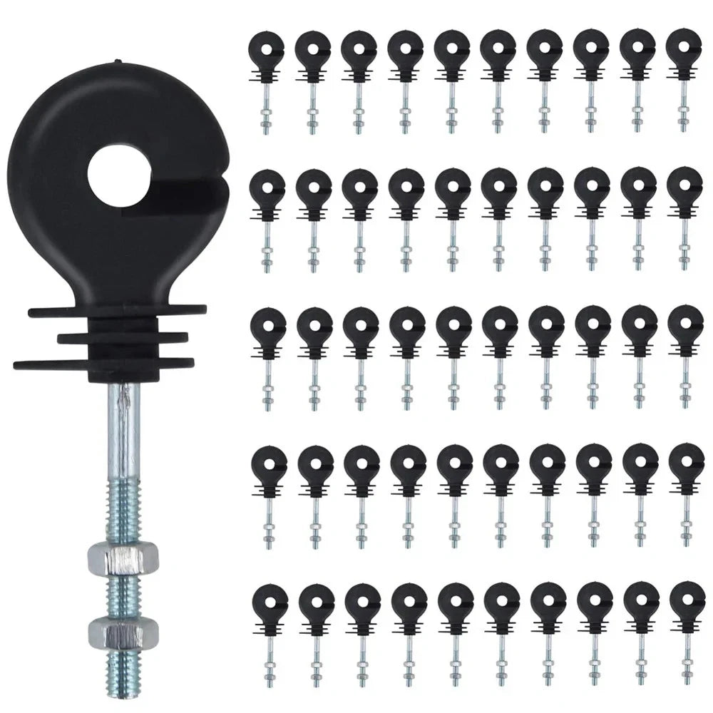 50 Pcs Insulated Electric Fence Insulation Screw M6 Ring Insulator