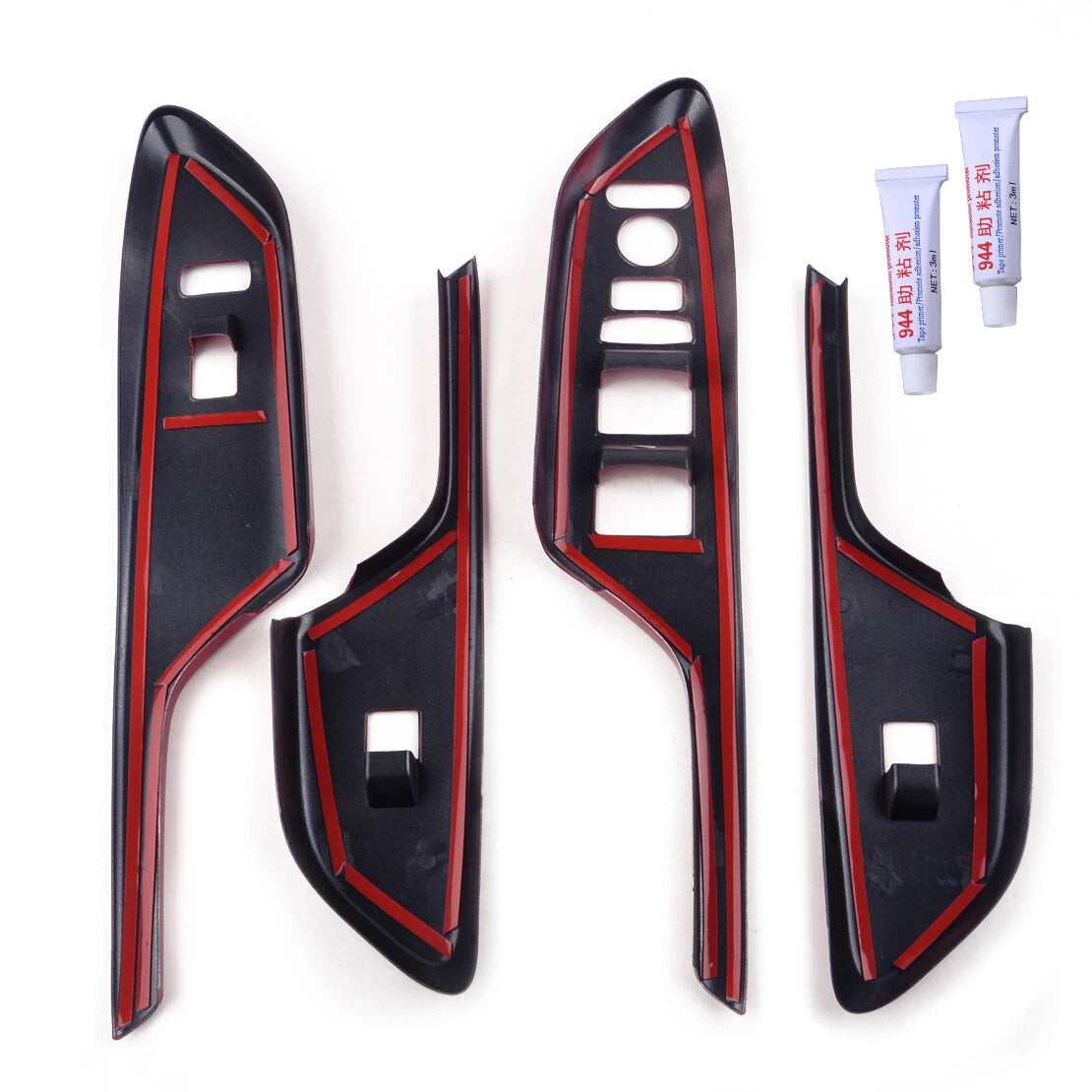 4 x Red Window Switch Button Cover Trim for Honda Civic (2016-2018)