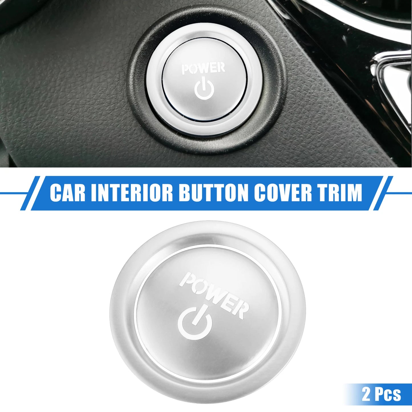 2 x Engine Start Ignition Button Covers for Toyota Sienna (2022-2023) Silver Tone