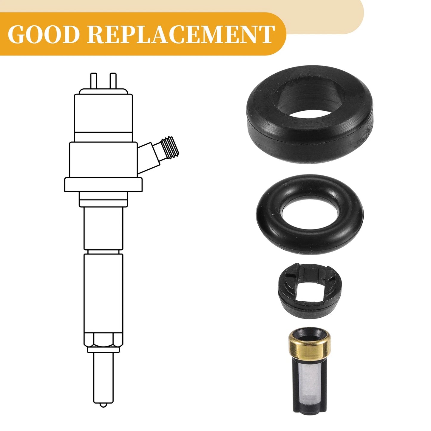 6 x Fuel Injector O Rings for Toyota (NBR Rubber, Black)