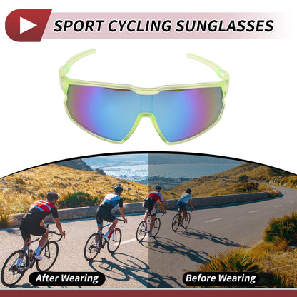 Motorcycle Riding Goggles Blue Lens Green Frame PC Cycling Sunglasses
