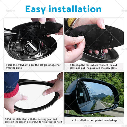 Right Side Mirror Glass with Back Plate for Toyota Yaris (2012-2019)