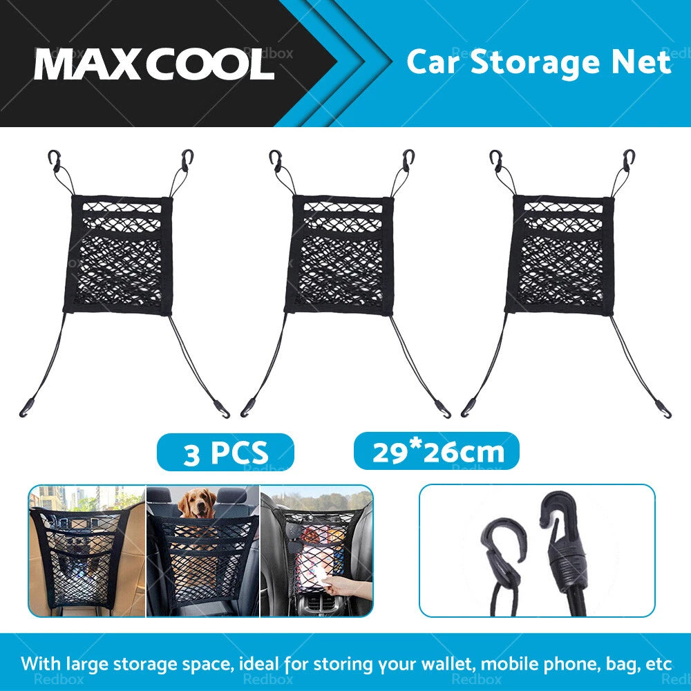 3 x Car Truck Seat Mesh Storage Net Bag Organizer Multi-Pocket