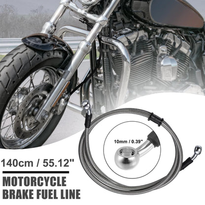 140cm Braided Brake Clutch Oil Hoses Line Pipe Silver Tone for Motorcycle ATV