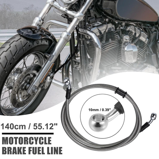 140cm Braided Brake Clutch Oil Hoses Line Pipe Silver Tone for Motorcycle ATV