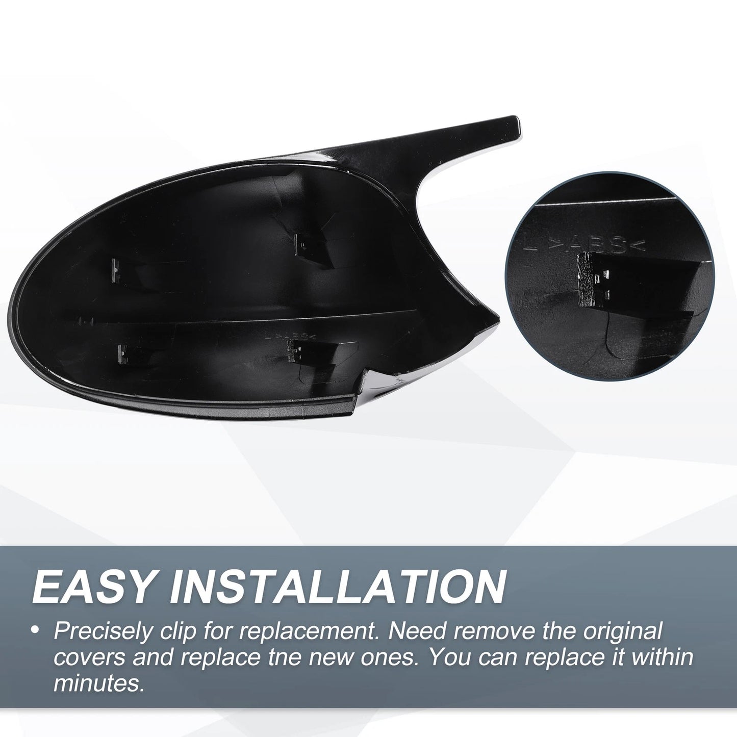 Rearview Mirror Cover Cap Gloss Black for BMW E87 E81 E82 E88 E90 E91 E92 (2006-2013)