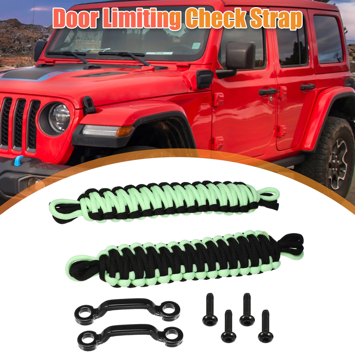 Door Limiting Straps Set for Jeep Wrangler JK (2011-2018) Black Light Green