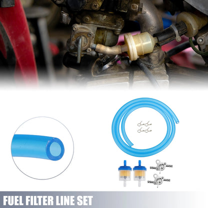2 x Set Motorcycle Fuel Filters with 2 Valve Petcocks for CRF50 70 90 ATV Blue