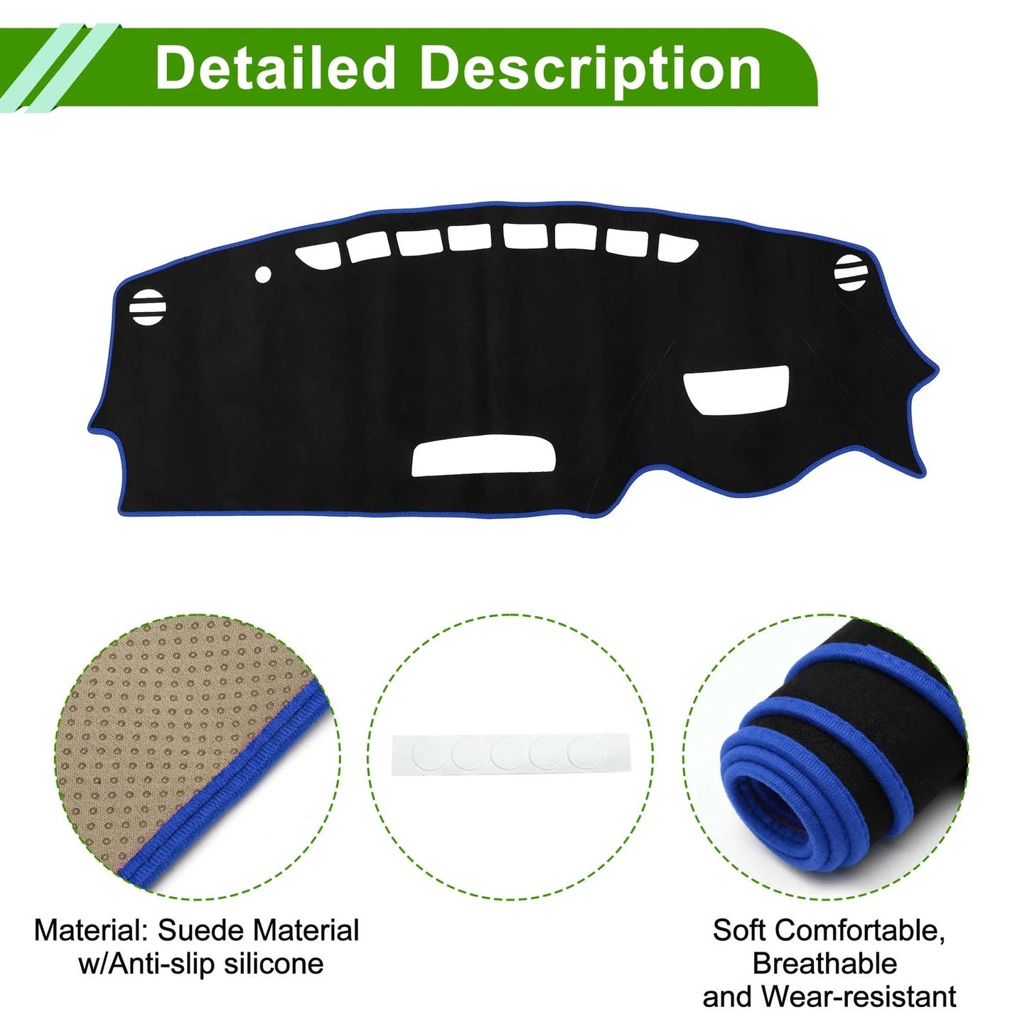 Dashboard Cover Mat for Mazda CX-3 2016-2022 Sun Protector Black Blue