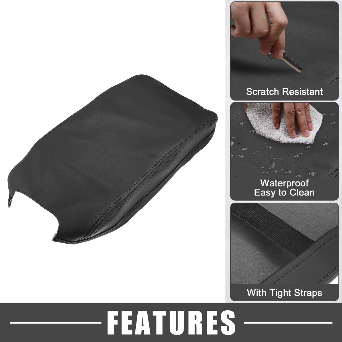 Center Console Armrest Cover Pad for Toyota Camry Hybrid (2012-2017) Black