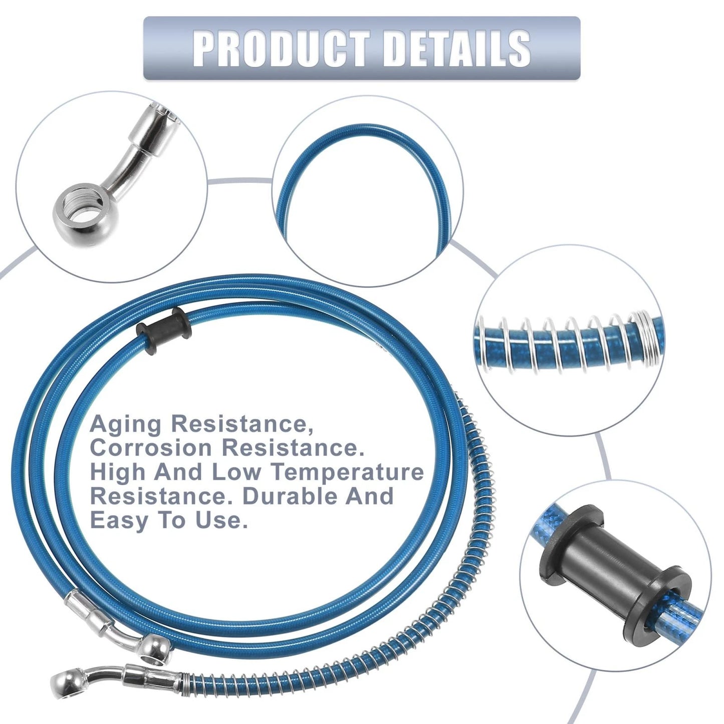 Hydraulic Brake Line / 74.8" 10mm for Motorcycle Stainless Steel Blue