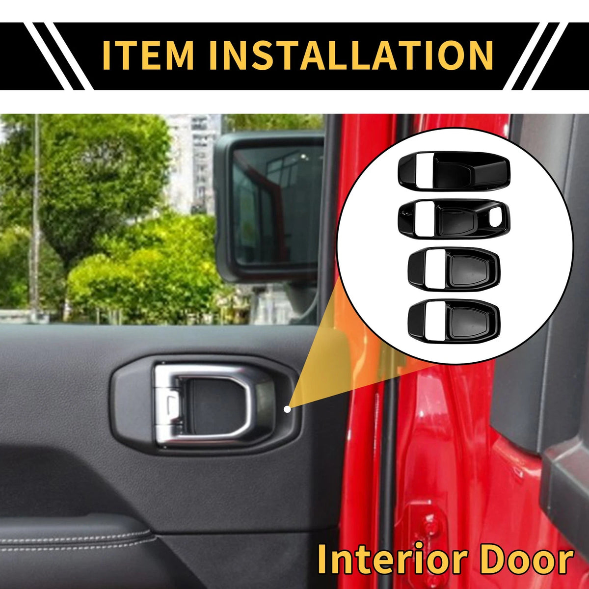 Interior Door Handle Bowl Cover Trims for Jeep Wrangler JL (2018-2023)