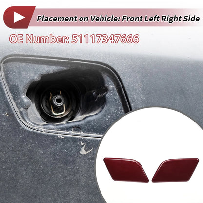 Front Left & Right Washer Nozzle Cover Caps for BMW X1 Wine Red