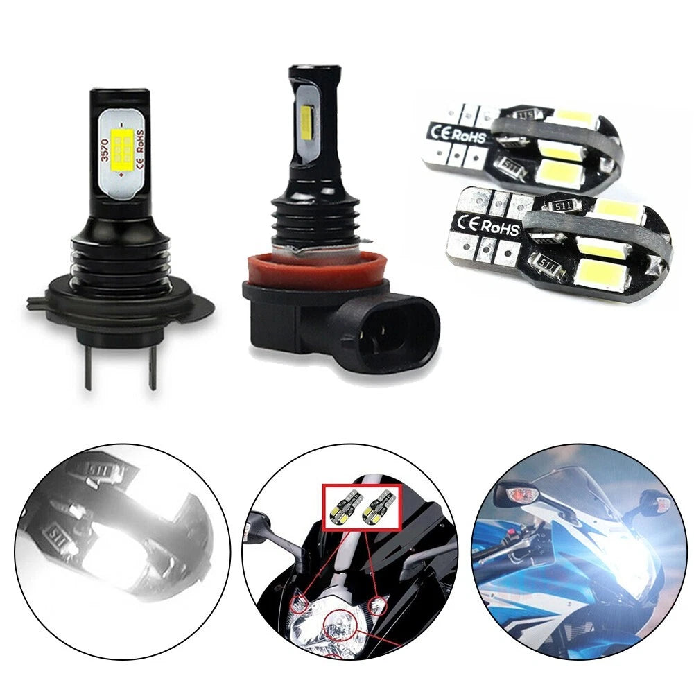 4x LED Headlight Parking Light Bulbs Set White for Suzuki GSXR 600 750