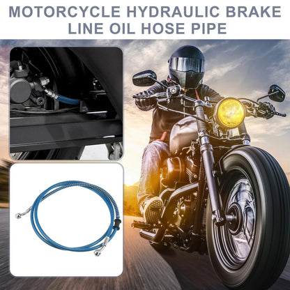 66.93" 10mm Hydraulic Brake Line Oil Hose Pipe Stainless Steel Blue for Motorcycle