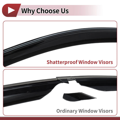 Window Deflectors 1 Set for Nissan Sentra (2007-2012) Black Side Vent Visors