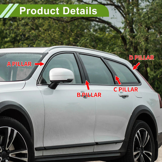 12 x Door Pillar Window Trim for BMW 2-Series (2016-2019) Carbon Fiber Black